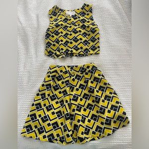JOA Skirt + Top Yellow Geometric Set Ret. $128